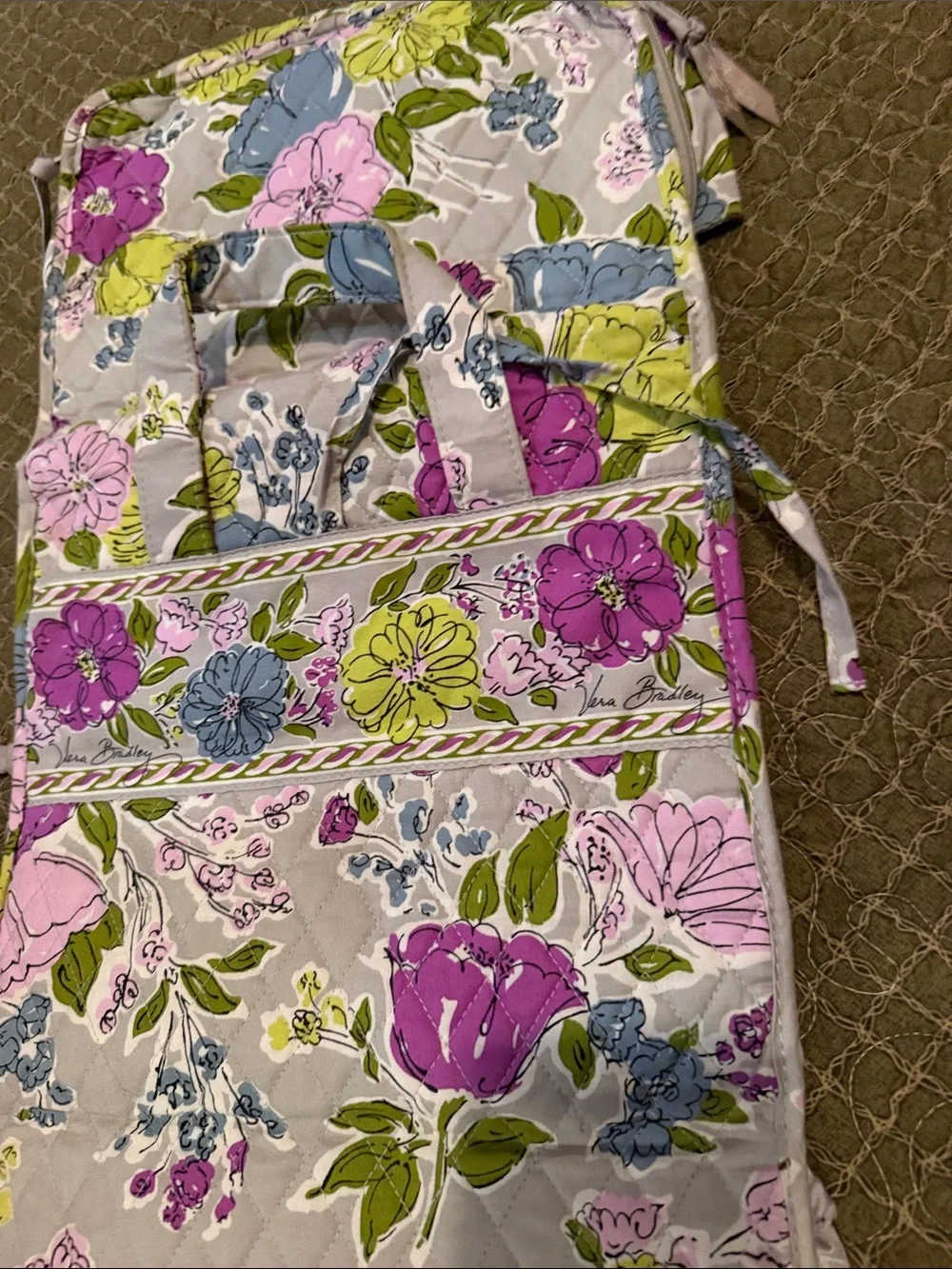 Vera Bradley Quilted Floral Travel Case in Pink, Blue & Green